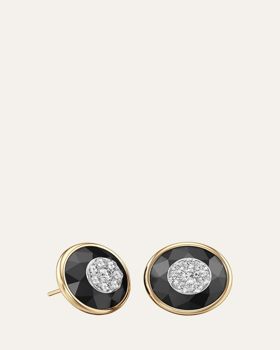 One Collection 13mm Earrings with Yellow Gold Bezel